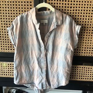 Lucky Brand Plaid Button Down Short Sleeve Top-S